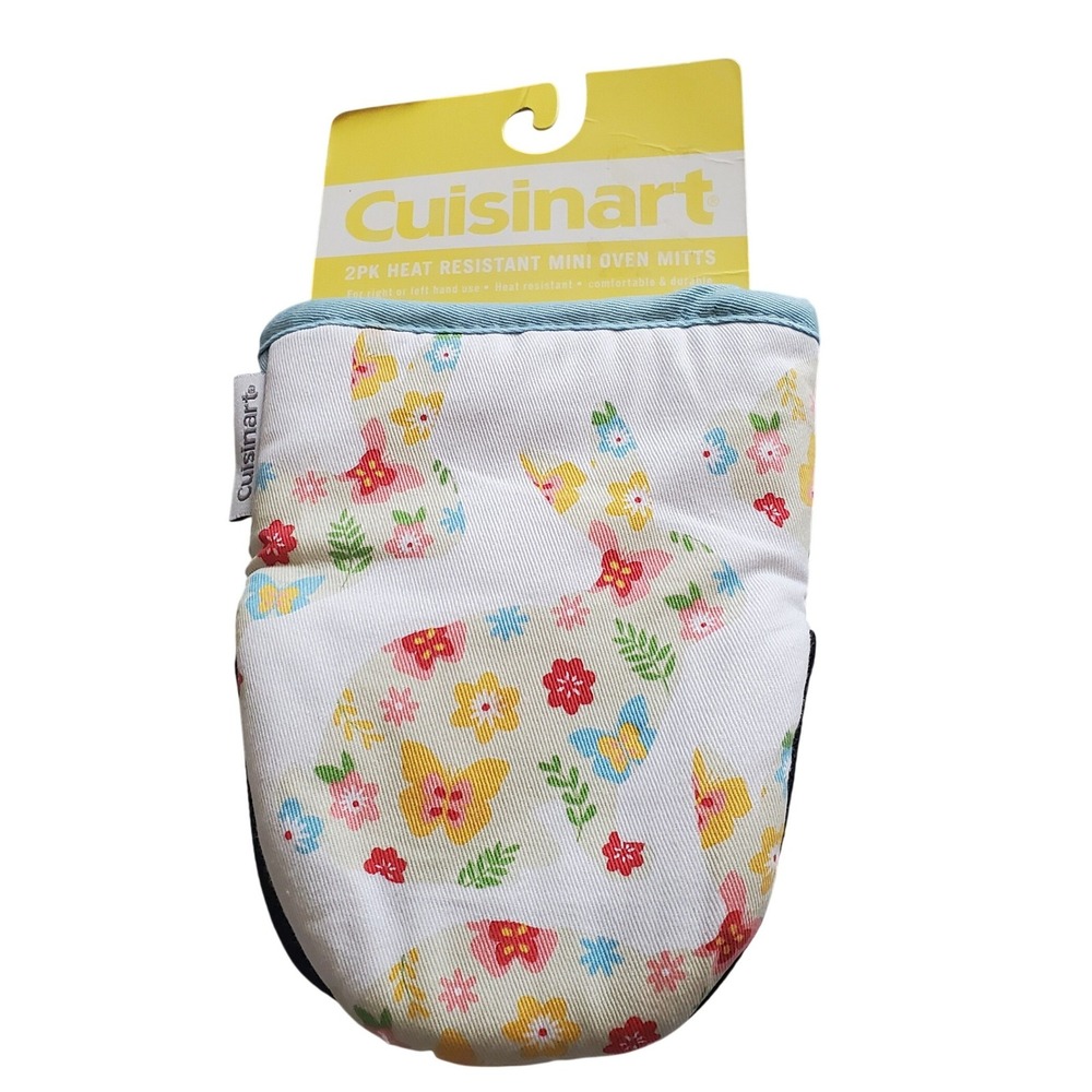 Cuisinart 2PK Mini Oven Mitts Easter Bunny Floral Butterfly Heat Resistant NEW